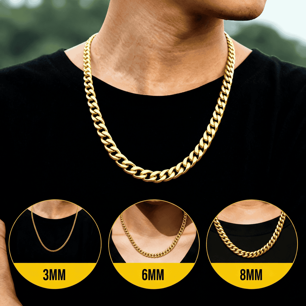 18K Gold Cuban Link Chain - 3-12mm