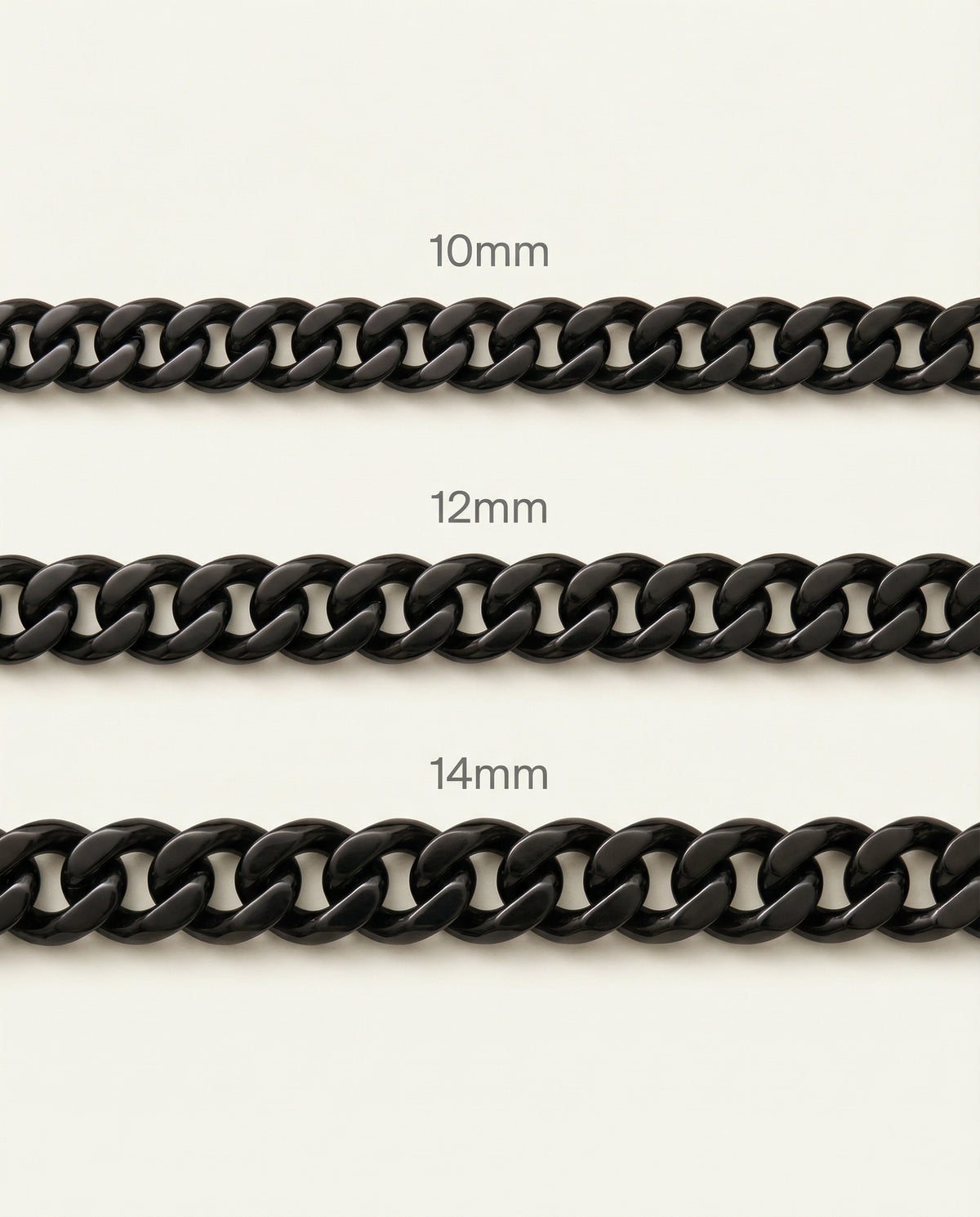 Thick Black Cuban Link - 10–14mm