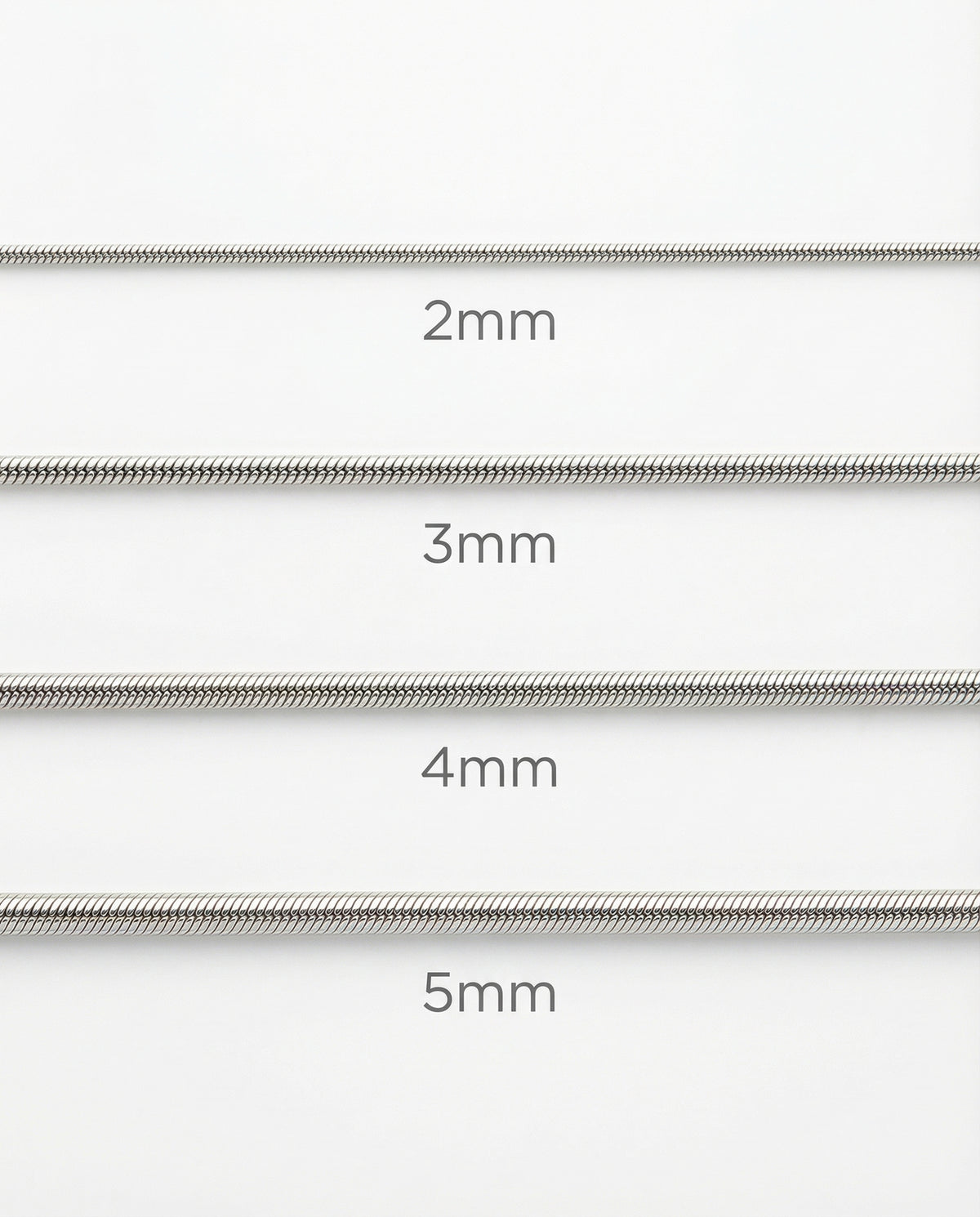 Silver Snake Chain – 2–5mm