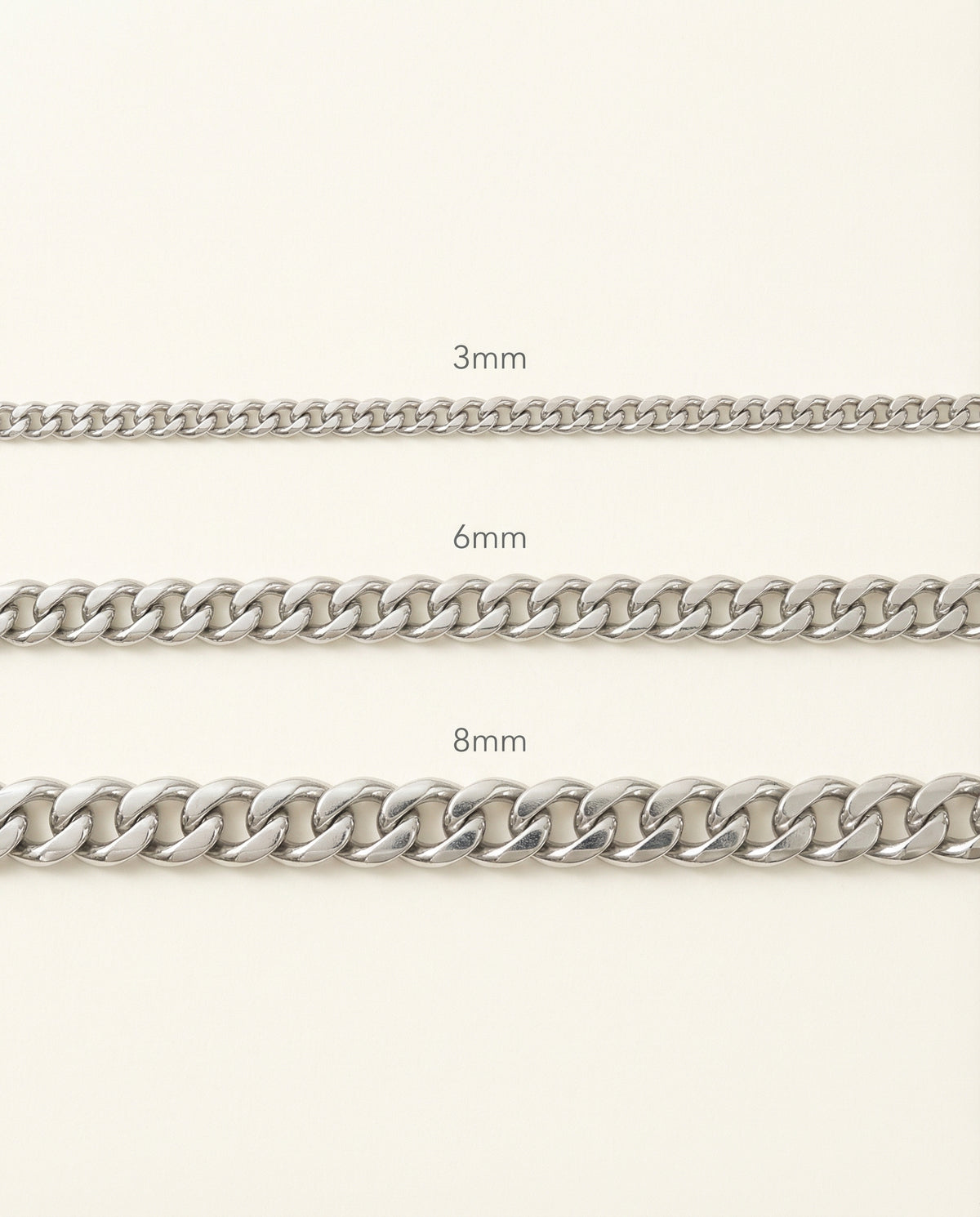 Silver Curb Chain - 3-8mm
