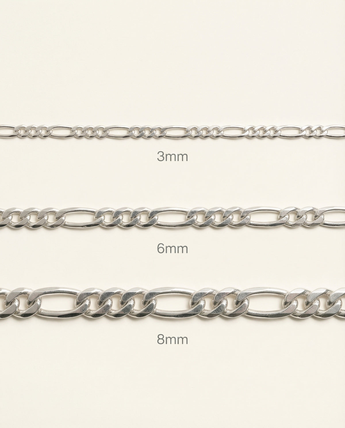 Silver Figaro Chain - 3-8mm