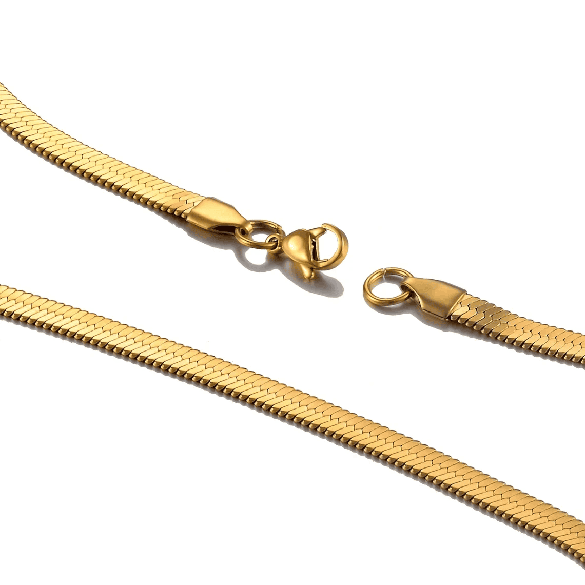 18K Gold Herringbone Necklace Chain 2mm/3mm/4mm/5mm