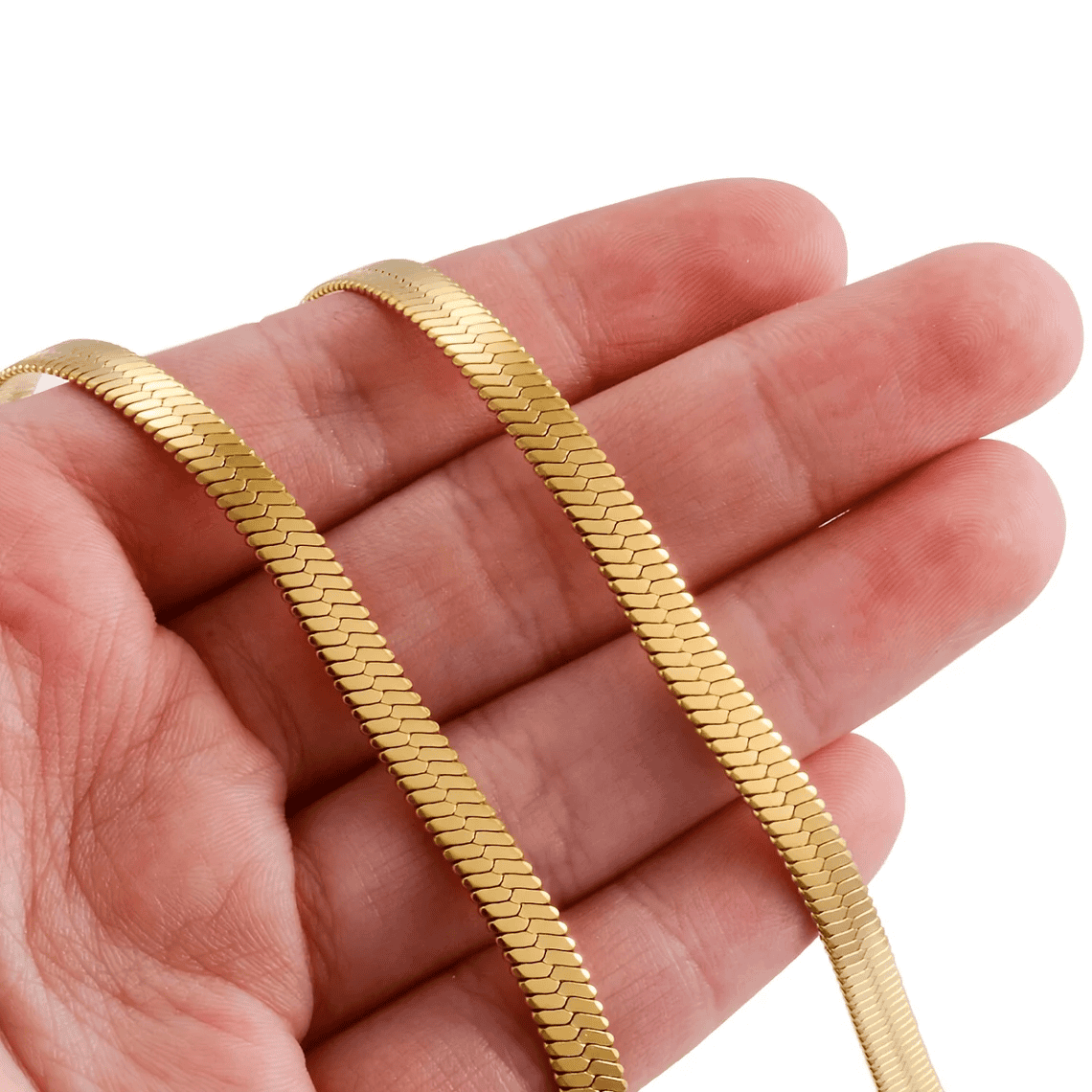 18K Gold Herringbone Necklace Chain 2mm/3mm/4mm/5mm