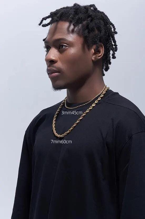 18K Gold Twisted Rope Chain - 3-7mm