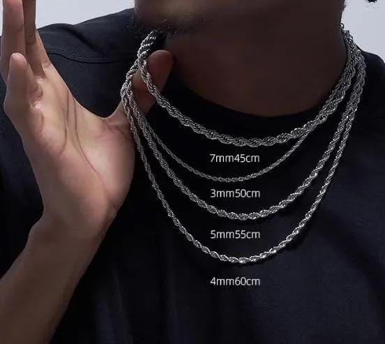 18K Gold Twisted Rope Chain - 3-7mm