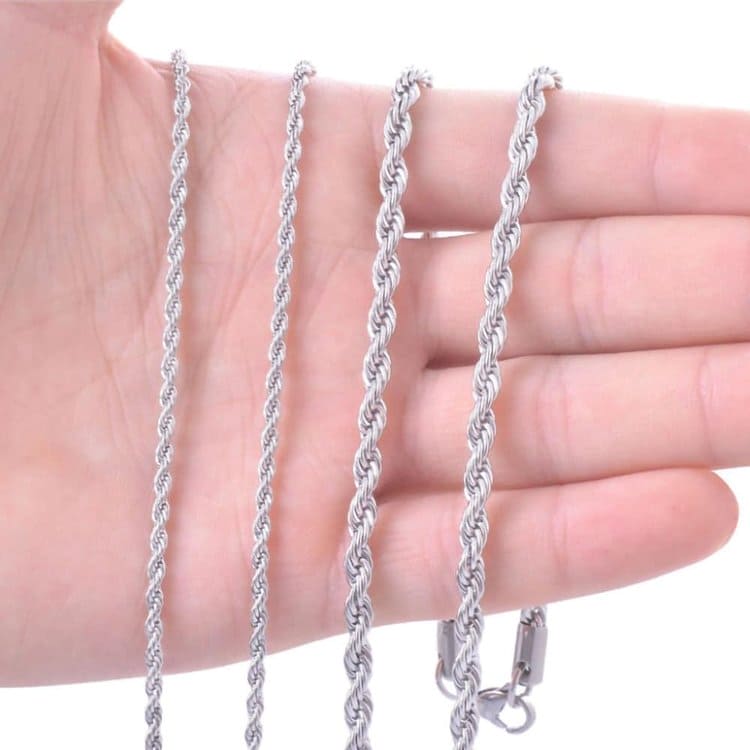 Silver Twisted Rope Chain - 3mm/6mm/8mm