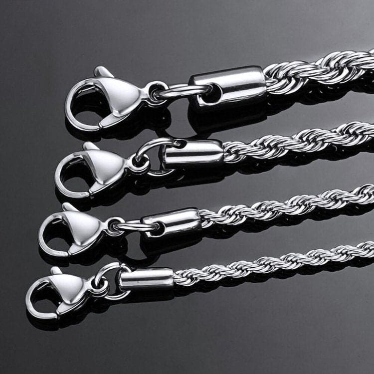 Silver Twisted Rope Chain - 3mm/6mm/8mm