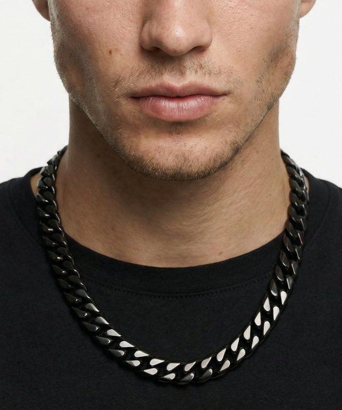 Thick Black Cuban Link - 10–14mm