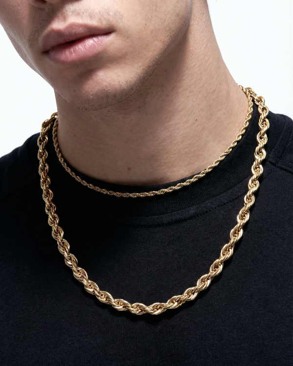 18K Gold Twisted Rope Chain - 3-8mm