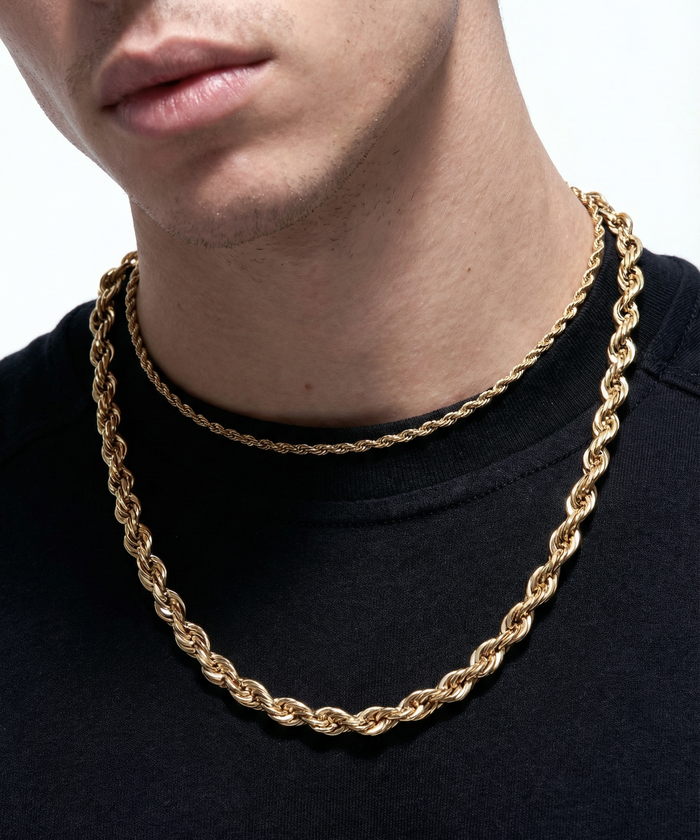 18K Gold Twisted Rope Chain - 3-8mm