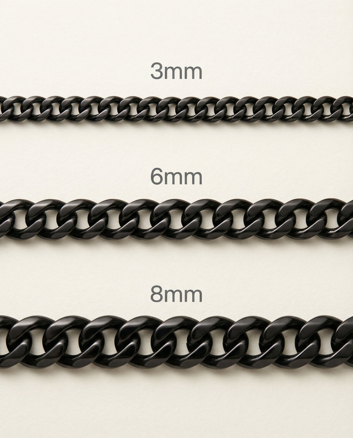 Black Cuban Link - 3-8mm