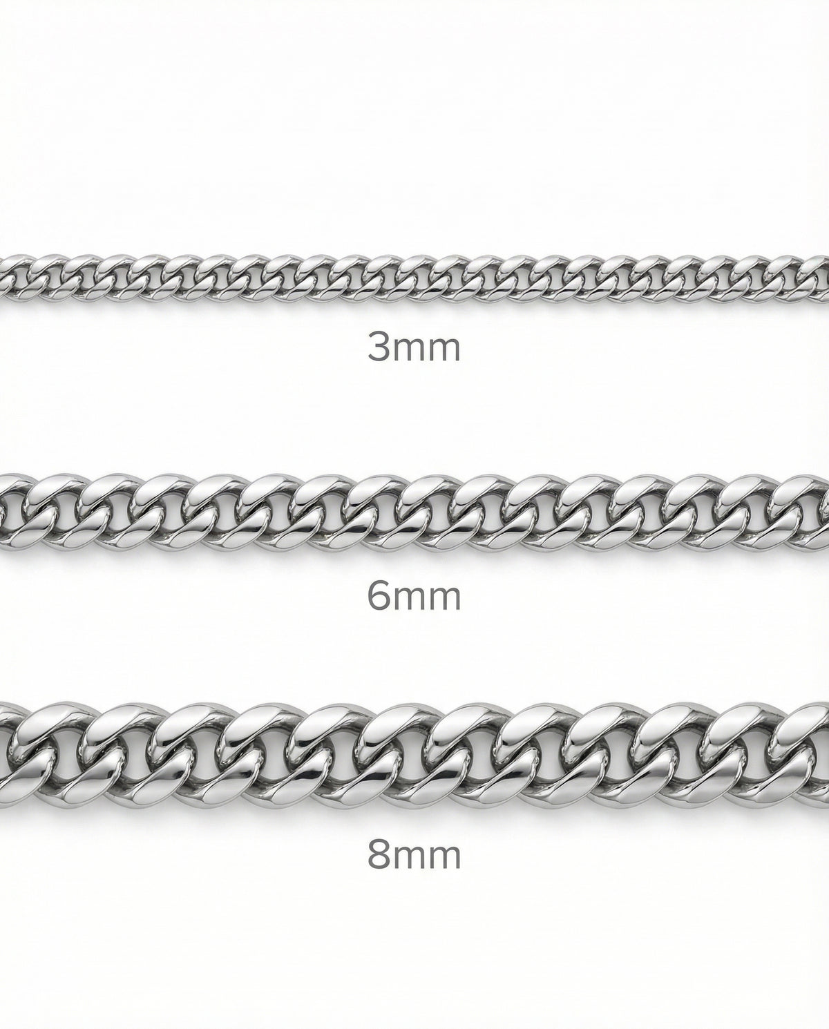 Platinum Cuban Link Chain - 3-8mm