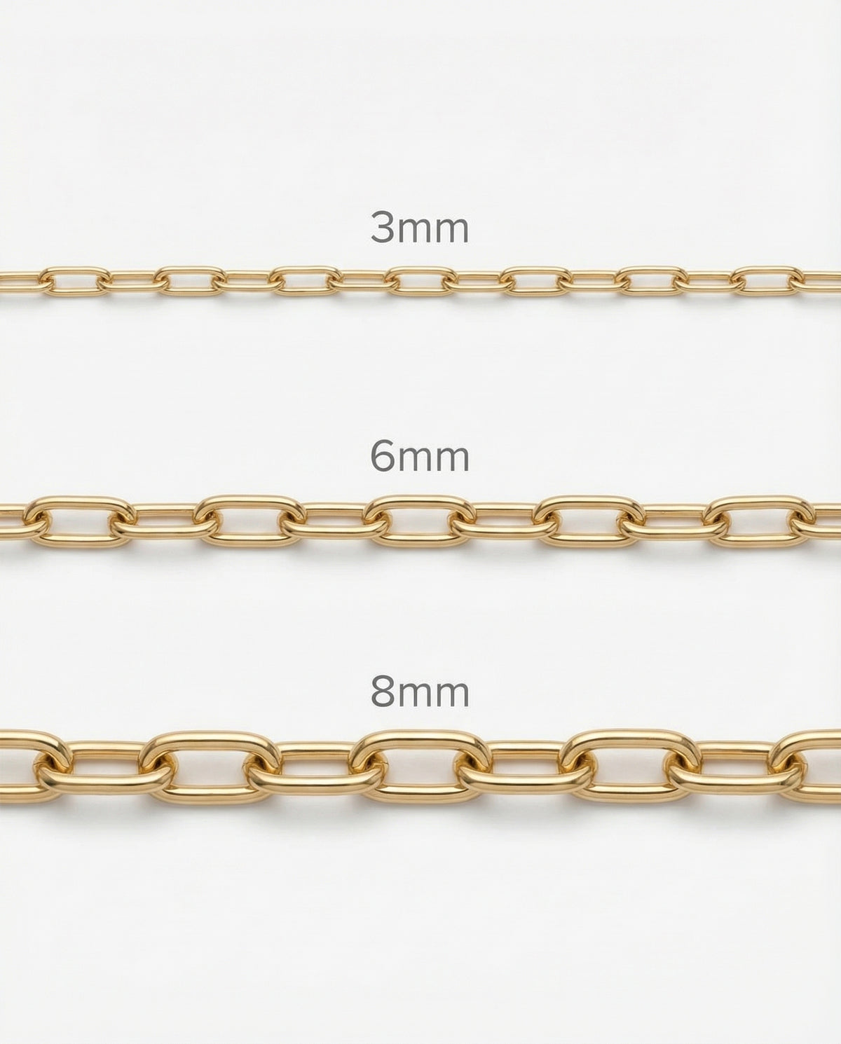 18K Gold Paperclip Chain - 3-8mm