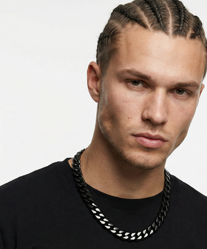 Thick Black Cuban Link - 10–14mm