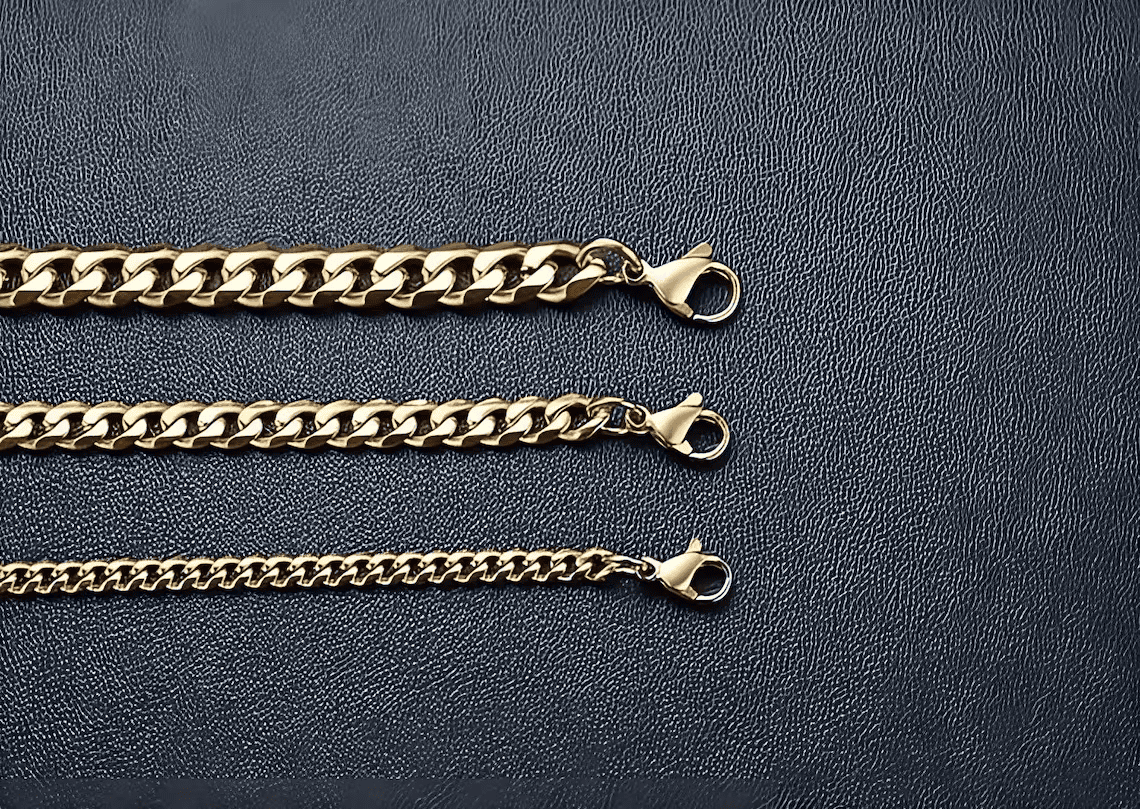 18K Gold Cuban Link Chain - 3mm 6mm 8mm 10mm 12mm