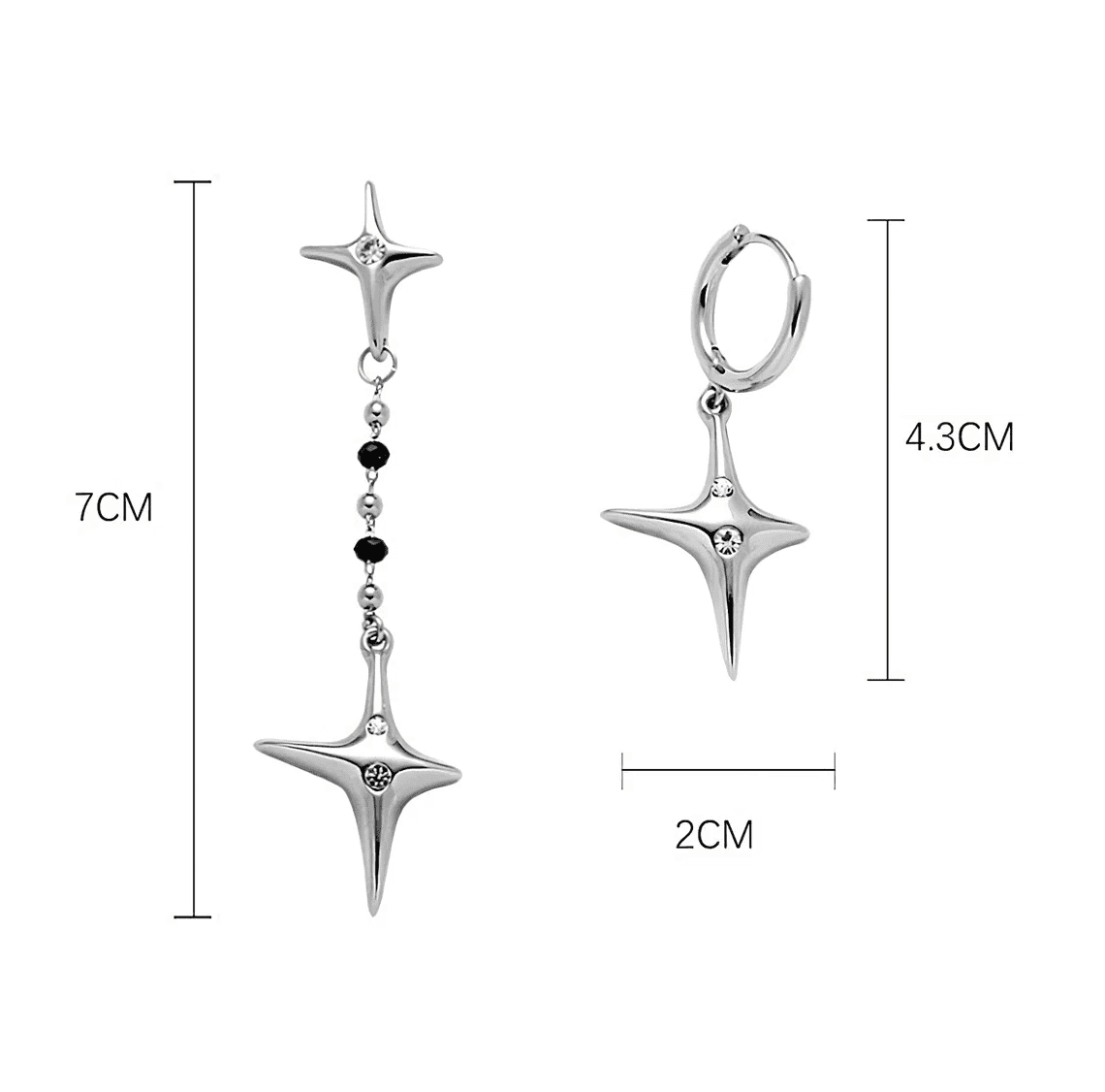 Star Asymmetrical Futuristic Dangle Earring