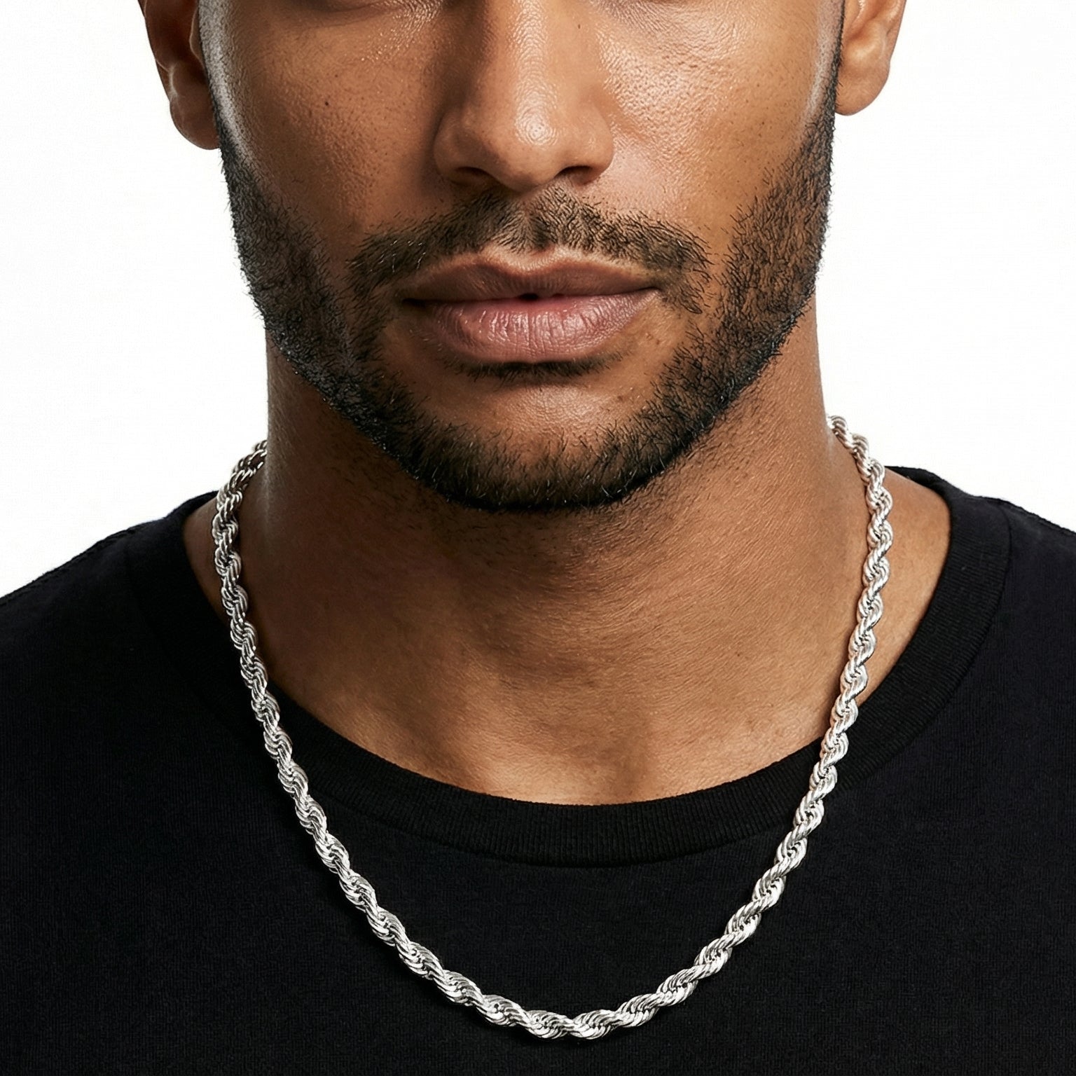 Mens Silver Rope Chain 3-8mm | Temperaments